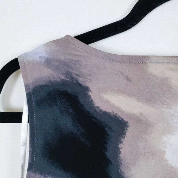 Calvin Klein Cowl Neck Top Womens L Brown Abstract Grunge Forest Fairy Y2K - Picture 7 of 11